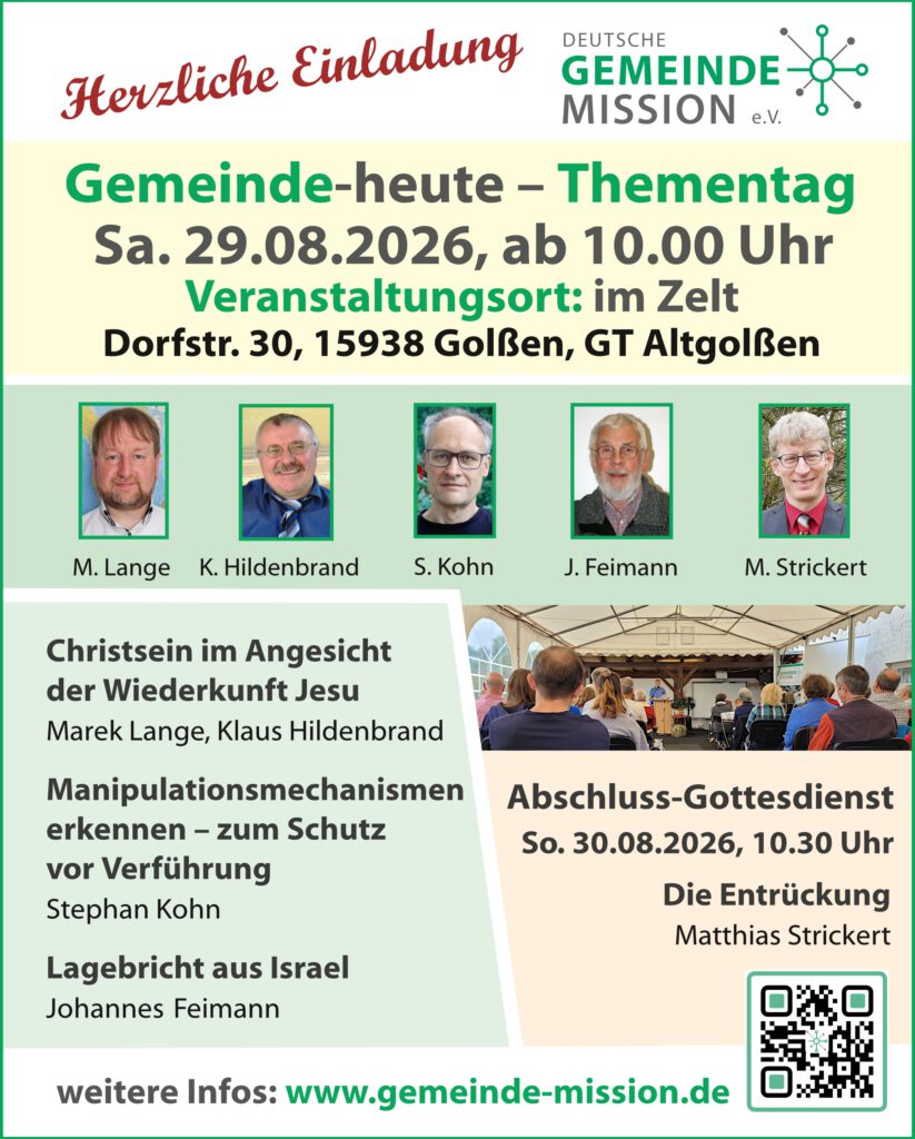 Herzliche Einladung zm Gemeinde-heute-Thementag am 29.August